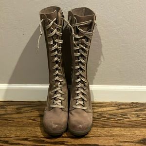 Sorel Joan Of Arctic Wedge II Tall Knee High Boot Women US 9.5 Brown Leather Zip